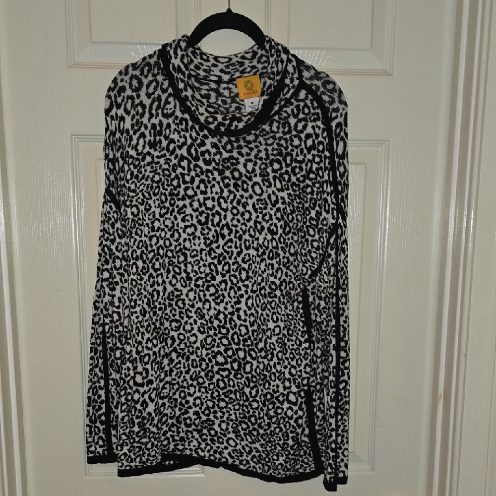 Ruby Rd Black and White Cowl Neck Sweater